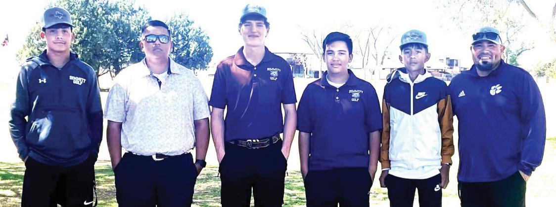 The Dimmitt HS boys golf team competed at the District tourney placing fifth. Members of the team include Aaden Oviedo, Oscar Ramirez, Jack Lundsford, Lucan Navarro, Uriel Prieto and Coach Luis Nino.