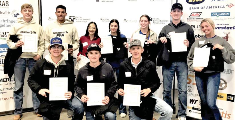 Nazareth FFA had nine members who completed their Texas Cattle Feeders Association advanced animal science course exams to receive their cattle handling certification.