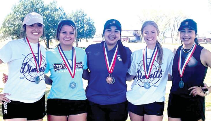 The Dimmitt HS girls golf team advanced to the Regional tournament as District runner up. Team members include Braylynn Chavira, Renata Rodriguez, Alexis Quiroz, Emma Convers and Camila Madrigal. Quiroz and Chavira tied for third place individual. The team is coached by Luis Nino.