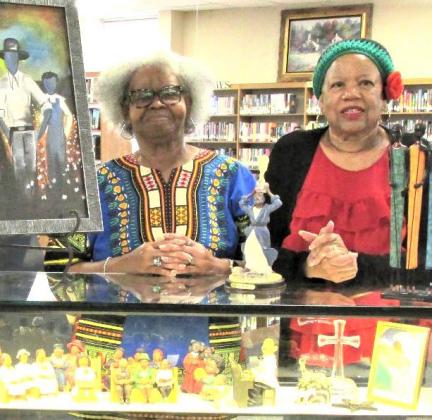 Displayer of the Month - Gwen Lewis and Joyce Thomas exhibiting items for Black History Month.