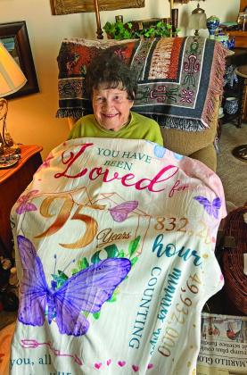 Long time Tulia resident Christine Cowan celebrated her 95th birthday with friends and family. Her son and his wife, Danny and Cynthia, came to help her celebrate.