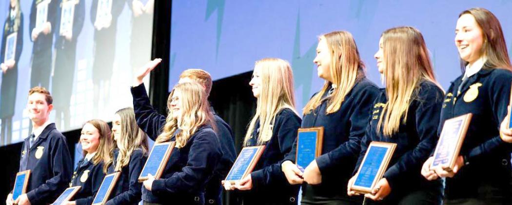 Nazareth FFA members kicked off the Texas State FFA Convention. Nazareth has two honorary Lonestar Degree recipients, nine Lonestar recipients, one who earned a $10,000 scholarship, recognized as the Best Single Teacher Chapter in the state, and the talent team will be representing Area 1 in front of 18,000 members and guests.