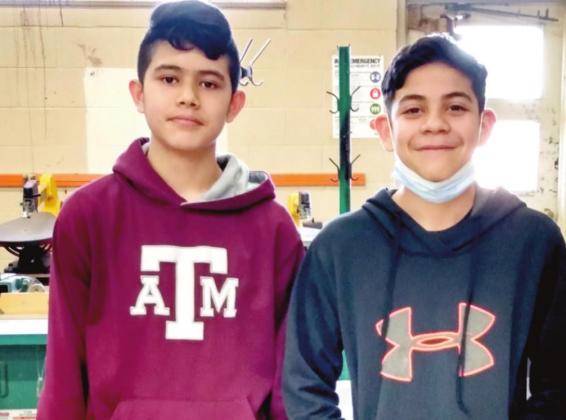 DMS Daniel and Enriquel Holquin tied for first place at the Texas Tech GEAR robotics contest.