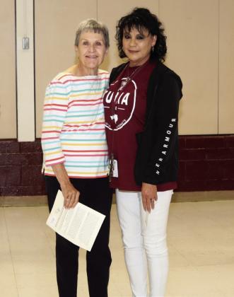 SBRSP member Gwyn Ann Shannon presented Tulia Junior High Teacher Lydia Simmons with a Classroom Incentive check