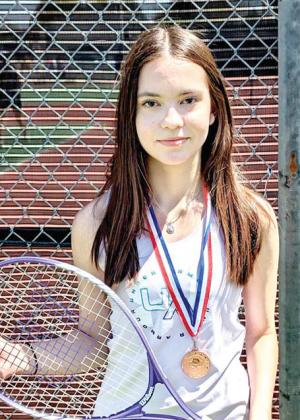 DMS Girls 8th grade singles player Lissa Villegas placed third at the Muleshoe tennis tournament.