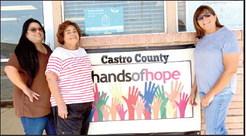 Castro County Hands of Hope volunteer Paula Sanchez, Terrie Fuentes, new board member, and Janet Sammann, vice president.