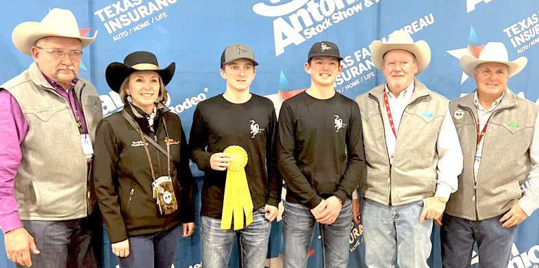 Nazareth FFA Tanner Wethington and Daniel Schacher competed in the Ag Marketing contest at the San Antonio Stock Show on Saturday with their waterfowl blind, placed fifth and made the auction.