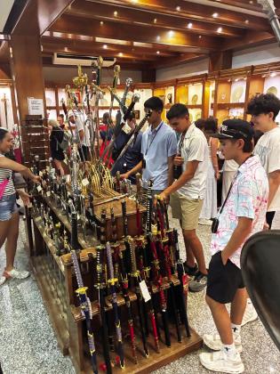 HALLO--MY NAME IS INIGO--NO, MAX--Max Hedrick and fellow Texas 4-Hers had the unusual experience of visiting a sword factory while serving as 4-H ambassadors to Spain. Though tempting, no sword play was involved.