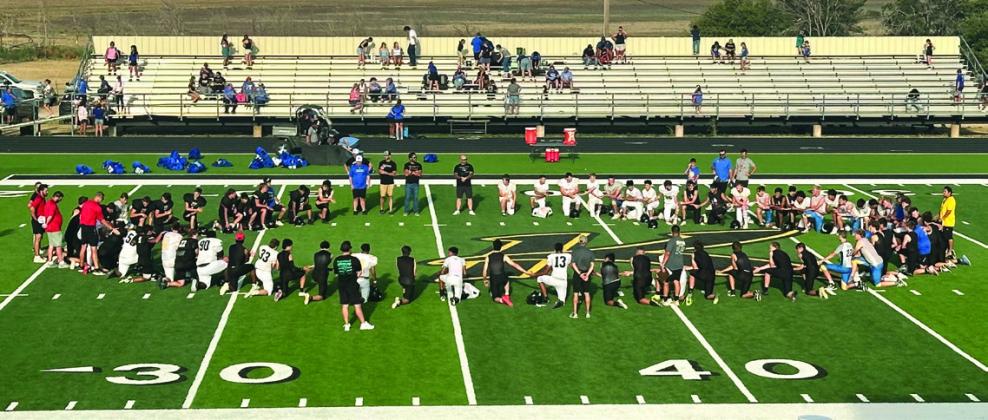 Nazareth, Whitharral, Lubbock Titans and Kress teams following the scrimmage