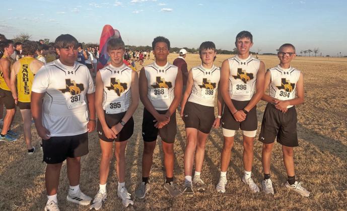 Happy High School Boys Cross Country team placed 8th in the Plainview Cross Country Meet. They competed against 1A-5A schools. Top Cowgirl runner was J’Lond Ferguson. Pictured are Roman Juarez, EJ Ferguson, Krishton Leech, Waylon Phillips, J’Lond Ferguson, and Gabriel Dyke.