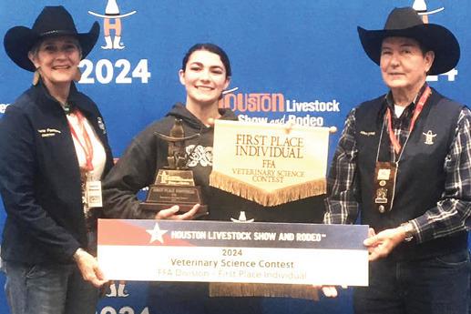 Nazareth FFA Gracie White was named Vet Science Champion – Individual - at the Houston Livestock Show.