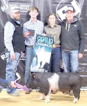 Nazareth FFA Jet Ramaekers and his Hampshire won the Grand Champion title and $2,000 payout at the Russell Johnson Memorial Swine Jackpot in Tulia on Dec. 10-11.