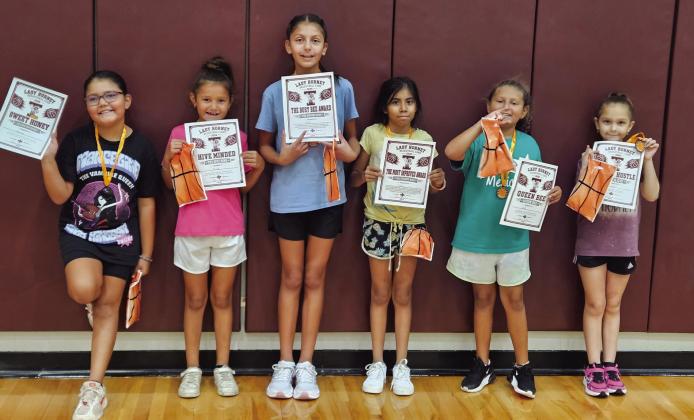 Lady Hornet Basketball Camp Grades 2-5 Kataleya Dominguez (Sweet Honey Award), Kennedi Ramirez (Hive Minded Award), Natalie Basaldua (The Busy Bee Award), Catherine Garza (Most Improved), Leddi Ramirez (Queen Bee), Xiomara Jaquez (Hornet Hustle)