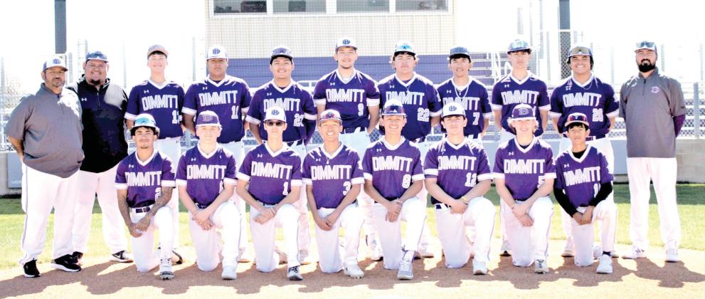 Dimmit Bobcats Varsity Baseball team is currently rocking a 10-4 record this season as they head into district play. The team has had some amazing wins against Ralls, Sudan, Smyer, Floydada, Hale Center, Stinnett, Lockney, Borger JV and Muleshoe with Tony Salazar throwing a perfect game against Hale Center. Bobcats top hitters are Kaden Carpio with a batting average of .969, Tony Salazar, .450, and Mario Lopez, .438. Coach Prieto says the team is ready to dominate starting with the fi rst district game agai