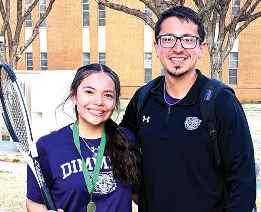 DHS Tennis/Girls Singles - Isaura Guido with Coach Holguin –first place at South Plains College.