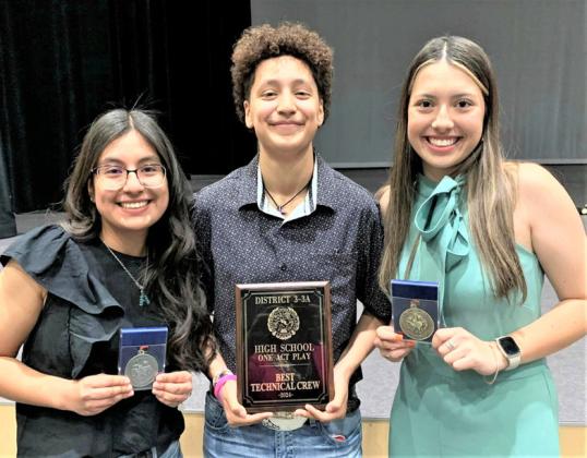 The DHS cast of actors and tech crew competed in Denver City at the District 3-3A competition and though they didn’t advance, came in with several awards. Aliyah Quintana, Honorable Mention; Makayla Delgado, Tech Award; and Braylynn Chavira, All Star Cast.