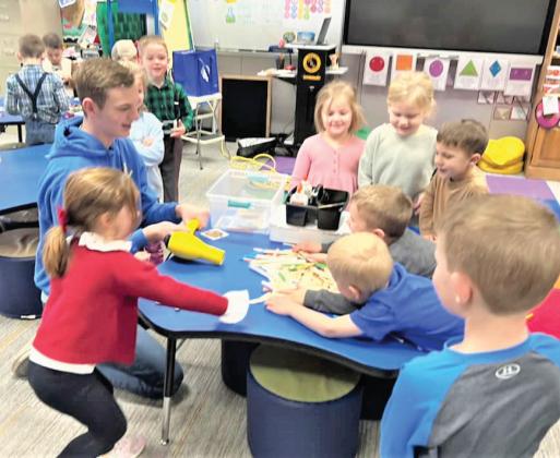On the 100th day of school at Nazareth ISD, Castro County Extension Agent Felice Acker and Texas 4-H STEM Ambassador Spencer Acker joined the Pre-K kids. Spencer combined STEM with folktales to build houses from straws, popsicle sticks and Legos as a part of the outreach education with schools.