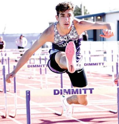 DHS trackster CJ Willey placed first in the 110-meter hurdles, second in 300-meter hurdles, and first in high jump and long jump.