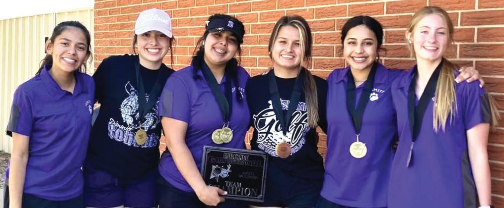 Muleshoe Golf Tournament – DHS girls – first place team. Alexis Quiroz, first place; Renata Rodriguez, third place. The Bobbies also tied for first place at the Tulia Golf Tourney, with Alexis Quiroz placing 3rd overall.