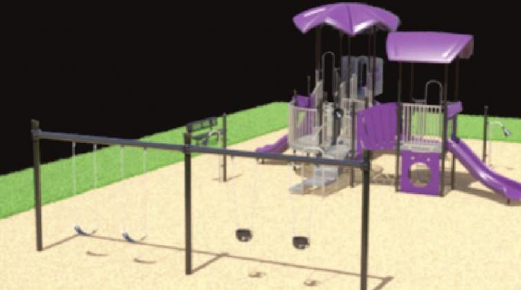 Rendering of the new city park playground equipment.