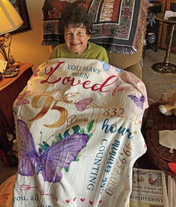 Long time Tulia resident celebrated her 95thh birthday with friends and family. Her sons and their wives, Danny and Cynthia, and Barry and Felicity, came home to help her celebrate.