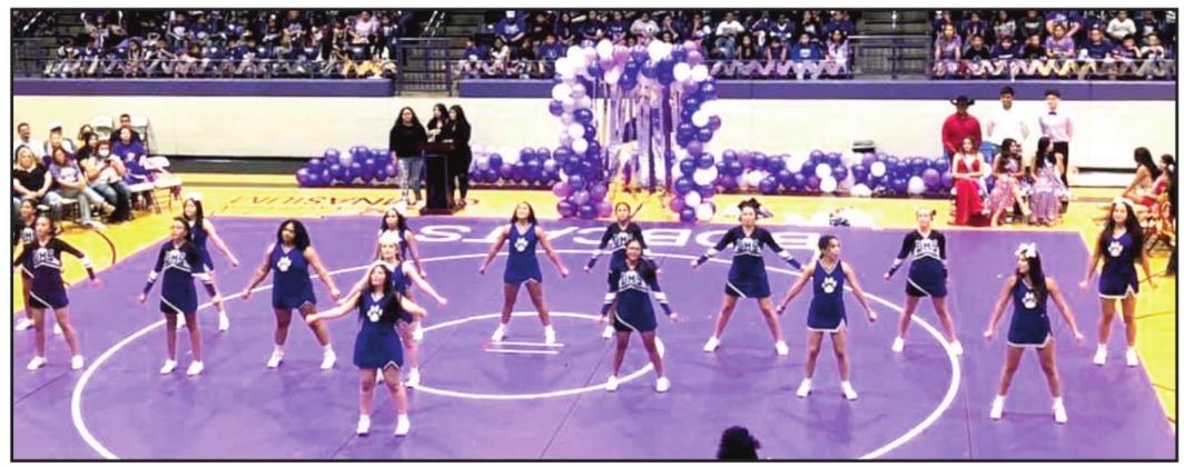 The Dimmitt cheerleader pumped up the players, parents and fans at the Homecoming Pep Rally.