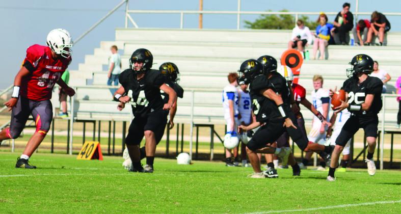 Happy High school played their first scrimmage of the season on Friday, August 14th. Their first home game is against the Nazareth Swifts on Friday, August 28th. Courtesy Photo by Bristal Hix