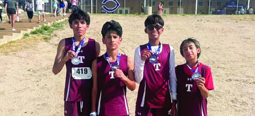 Tulia Junior High Boys’ Cross Country Relay team placed 2nd at the Canyon 6 Mile Relay. Runners are Ricardo San Miguel, Khaydin Del Toro, Dominik Lejia, and Zaydrin Diaz