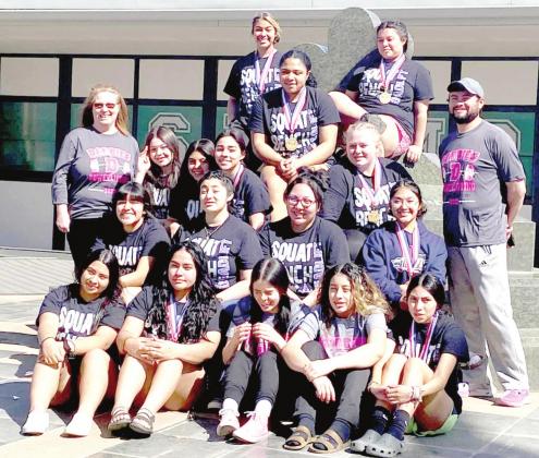 The DHS Bobbies Powerlifting team won the THSWPA 3AS Regional team honors at the regional meet this past weekend in Shamrock and advanced four lifters to the state competition coming up in Corpus Christi on March 16-19. Bobbies qualifying for state include sophomore Kimberly Solis, 198 wt. class; junior Allysun Jones, 259+ wt. class; sophomore NaKhiyah Porras, 220 wt. class; and senior Yazmin Barron, 198 wt. class. (individual photos by Crystal Nino)