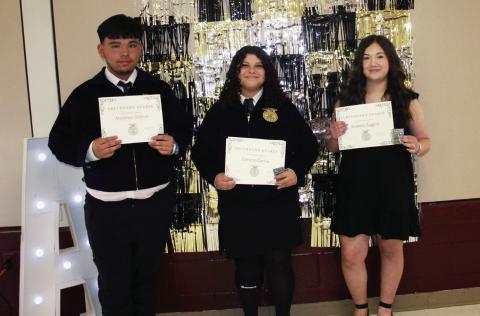 Greenhand Degrees and badges were awarded to Maximus Deleon, Evelynn Garcia, and Arabella Baggett