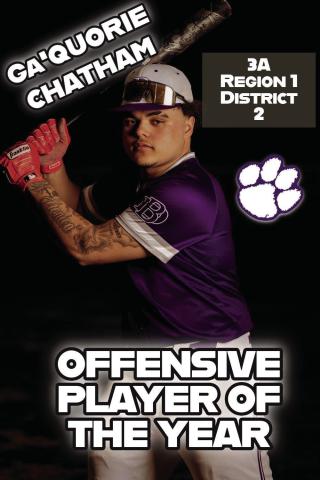 Ga’quorie Chatam, Offensive Player of the Year for District 2-3A was also named Class 3A All-State First Team First Baseman.
