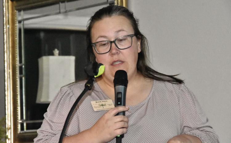 SALUTING NATURALISTS--Texas Master Naturalist Katie Paul spoke to the TMN Panhandle Chapter at a regular meeting April 27 in Canyon on Wilderness to Stewardship Naturalist Movement and touched on some of the prominent naturalists through history. (Photo by Jim Steiert)
