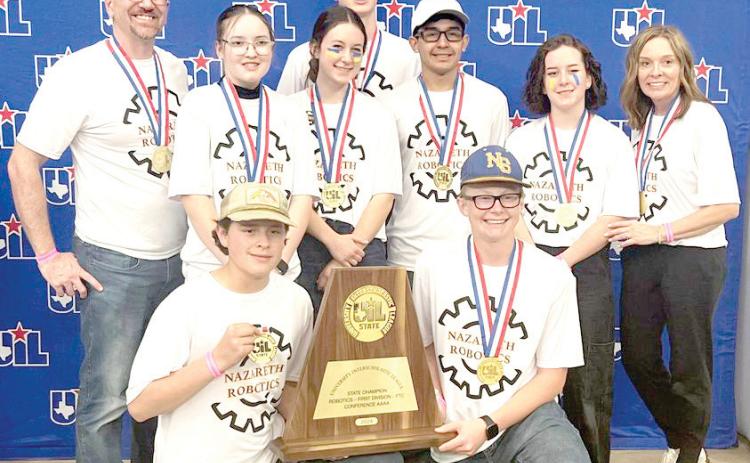 Nazareth Robotics team #16617 won the state title at the FTC UIL 1-4 Division championship last Thursday.