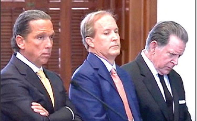 Suspended Attorney General Ken Paxton along with his attorneys Tony Buzbee and Dan Cogdell stood on the Senate floor as the impeachment trial began this week. Buzbee, on Paxton’s behalf, pleaded not guilty to all 16 articles.