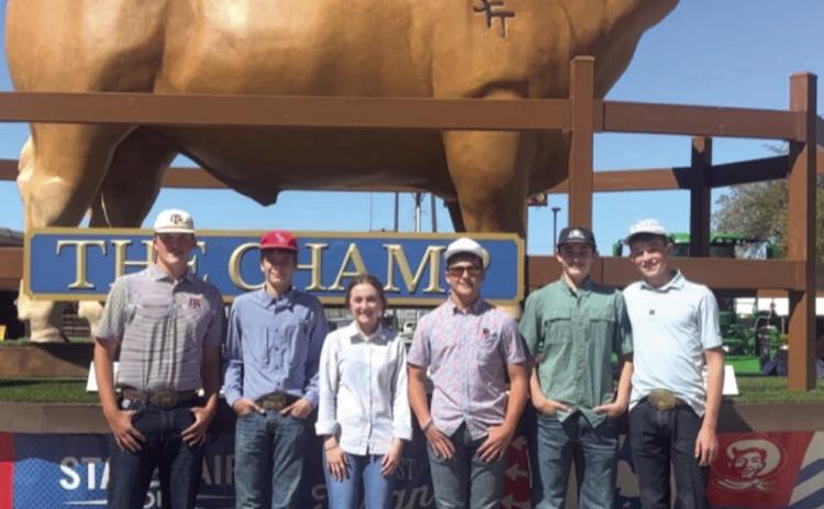 Nazareth FFA's Livestock Judging team recently competed at the State of Texas Fair in Dallas. Team members include Quincy Hartman, Luke Paulsen, Taryn Wethington, Copper Farris, Brant White and Grayson Hartman.