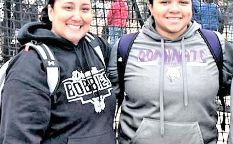 UIL 3A Region 1 - DHS Na’Khiyah Porras , shown with Coach Ruby Romero, placed fifth in shot put with a distance of 38-05.75.