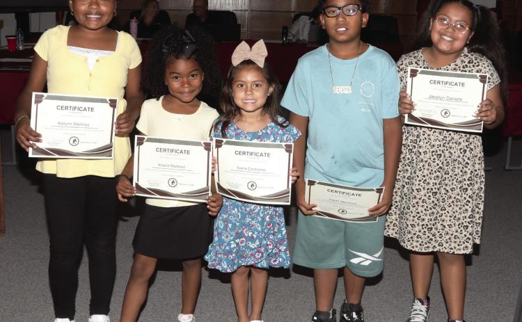 Tulia Elementary School recognition Students of the Month 5th Grader Kailynn Martinez, 1st Grader Ariana Martinez, Kindergartener Ivana Contreras, 3rd Grader Isaiah Mendoza, and 4th Grader Jacelyn Daniels
