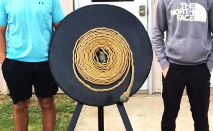 Nazareth FFA - KilinOlivias and Slaton Harkins built a firehose reel for the Nazareth Volunteer Fire Department this semester.