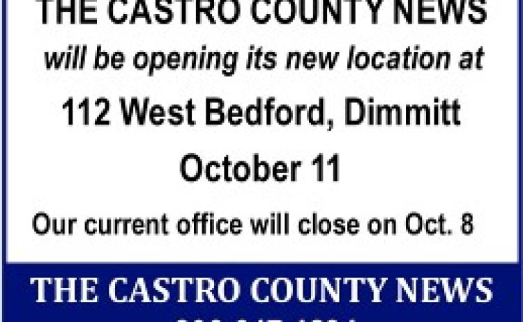 Castro County News opening new offices Oct. 11 at 112 West Bedford.