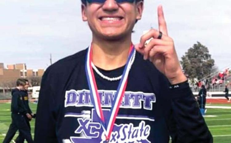 DHS Azariah Gonzales , senior, placed fi rst in the 3200 meter run with a time of 10:24.41 at the Plainview Bulldog Relays on Feb. 24. His time was a personal record.