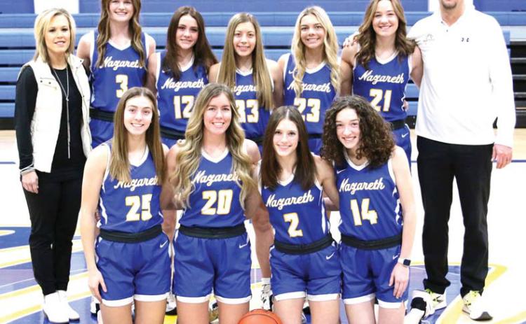 The Nazareth Swiftettes went undefeated in the district competition and will begin their playoff run next week. Head coach for the team is Eric Schilling. The Swiftettes will play Pringle-Morse on Monday, Feb. 13 at 7 p.m. at Amarillo High School.