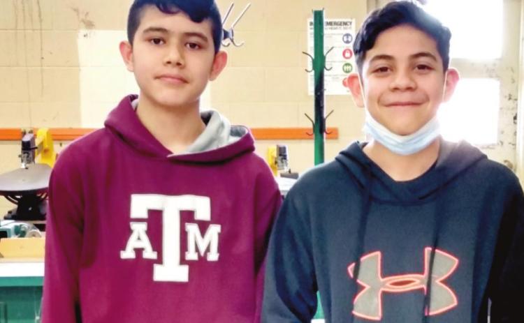 DMS Daniel and Enriquel Holquin tied for first place at the Texas Tech GEAR robotics contest.