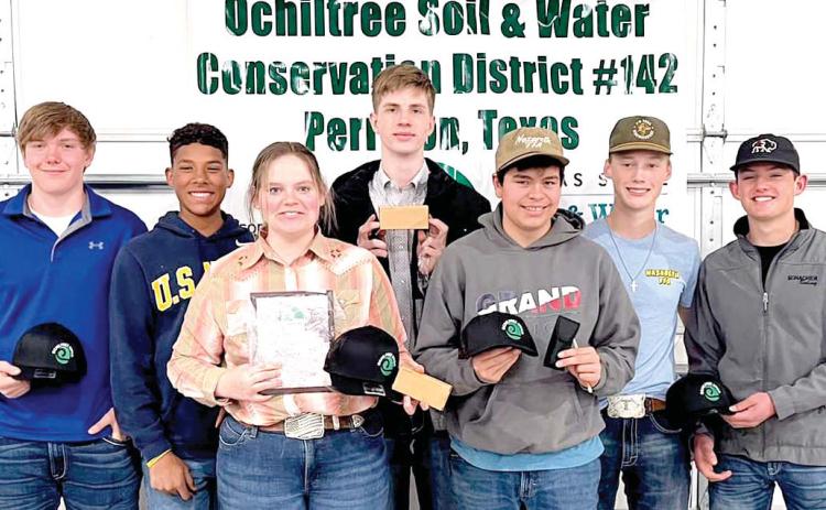 The Nazareth FFA Homesite Team kicked off with a ‘Champion Team’ win at the Ochiltree County Solis Water Conservation District competition in Perryton on March 21. Members of the team are Harrison Meador, high point individual, Payton Durbin, second overall; Maddie Leochner, third place; Miles Nelson, ninth place; and Max Snead, Caysen High and Daniel Schacher.