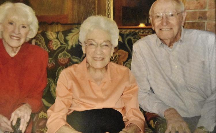 HEREFORD KIDS--William Eugene “Bub” Sparks, shown here with his late sisters Virgie and Alyce, will achieve his 100th birthday on May 4. He will be honored with a reception in the Fellowship Hall of First Baptist church at noon on May 3. Sparks is the oldest and longest time member—90 years—of the FBC congregation, where he still attends services every Sunday.