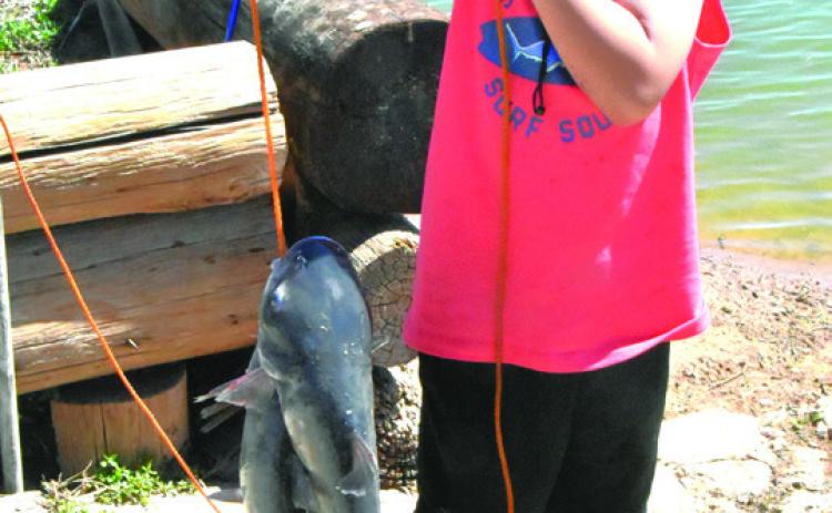 DON'T YA' LOVE FISHING?-What kid of any age wouldn't want to catch a nice stringer of channel catfish like these? The latest opportunity is upcoming Saturday morning at Josserand Aquatic Park Pond in the Fall installment of the Texas Junior Anglers program locally. (Photo by Jim Steiert)