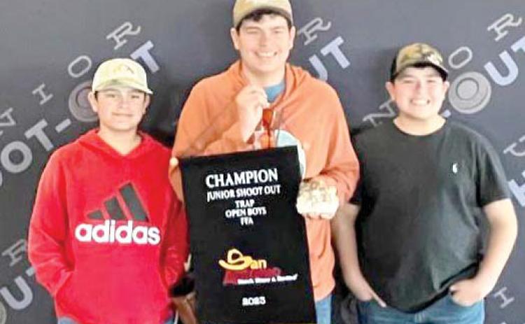 The Meadors came in with great scores at the San Antonio Stock Show Junior Shootout this past weekend. Remington, 7th grader/Castro 4-H, had his personal high scores in his age group; Oliver, 8th grader/Castro 4-H, was one bird shy of the top five shooters in his age group; and Harrison, Naz FFA, won the Champion Junior Shootout title in his age group, as well a $10,000 scholarship.