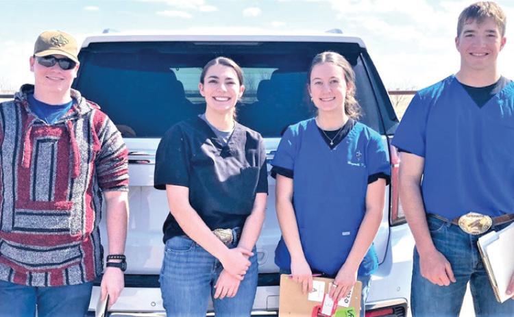 The Nazareth FFA Veterinary Science Team were the championship team at the TTU Invitational last Thursday. Michael Fulkerson placed 6th, Gracie White, 1st , Olivia Raef, 12th, and Beck Paulsen, 2nd. They punched their ticket to state at the Area Championship: Gracie White – 1st; Beck Paulsen -4th; Olivia Raef - 7th; and Michael Fulkerson – 9th.