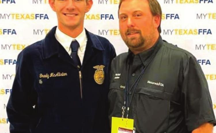 Grady McAlister, shown with Austin Heck, is among those elected for Texas FFA state officers.
