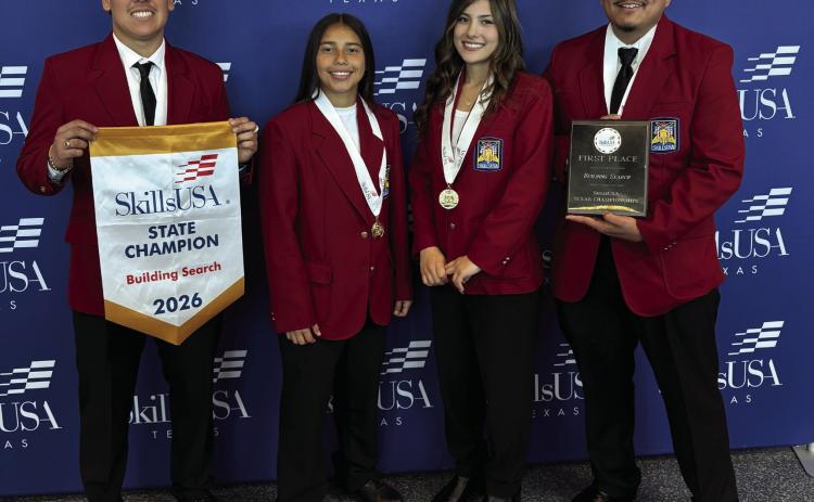 BUILDING SEARCH CHAMPS--Skills USA Building Search State Championship team members from Hereford High School included Felipe Jaquez, Karime Tellez, Luz Nahomy Rodriguez, and Alonso Castro.