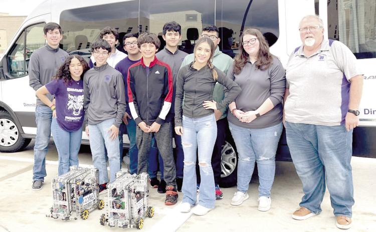Dimmitt High School Robotics Rookie Team won the meet/scrimmage at Marcus High School in Flower Mound. The second team was number 20 out of 31 schools participating. Dimmitt teams competing were Bobcat Robotics 12398 and Robocats 13755.